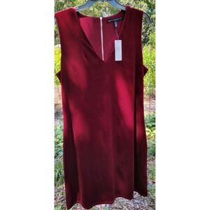 White House Black Market Mini Dress Size 14  Burgundy Velvet Shift  New w Tag